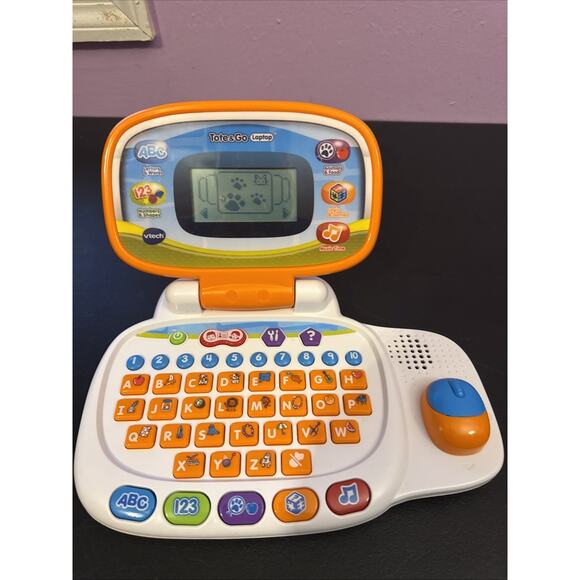 vTech Tote And Go Laptop Computer Kid Toddler Learning Games Orange Tested Works - Picture 1 of 6